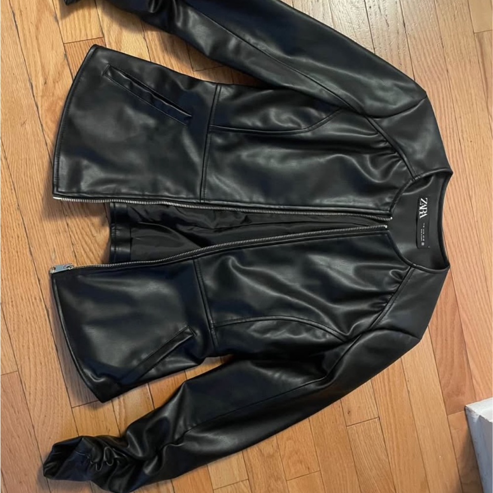 Zara Midnight Black Leather Jacket